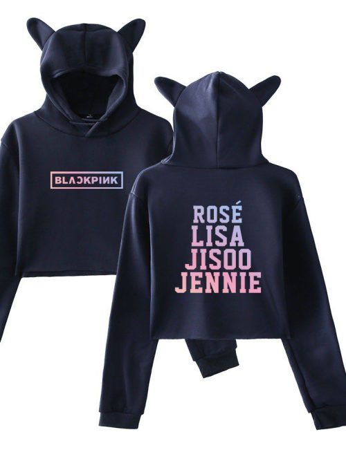 Blackpink Cropped Hoodie – Blue- mod1