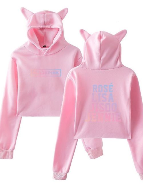 Blackpink Cropped Hoodie – Pink- mod1