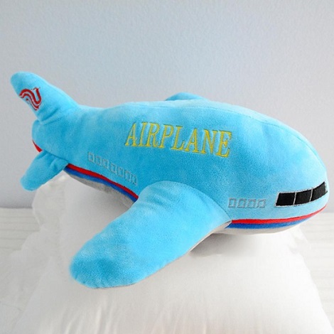 Plush Light Blue Airplane Pillow #1 (P63)