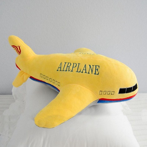 Plush Yellow Airplane Pillow #1 (P65)
